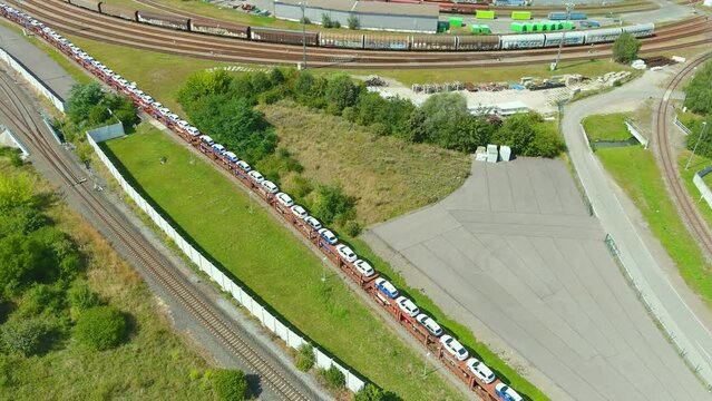 Skoda Auto plant industrial zone aerial view, Mlada Boleslav, Czech Republic