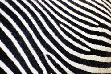 Close-up of a zebra with its unique black and white striped coat pattern