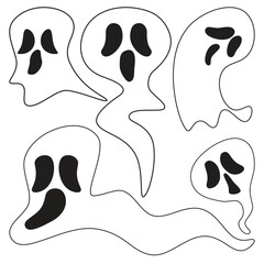 collection of ghost doodle shapes. eps 10 vector.