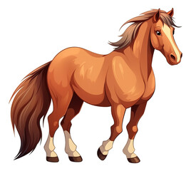 Fototapeta premium Cartoon brown horse isolated.