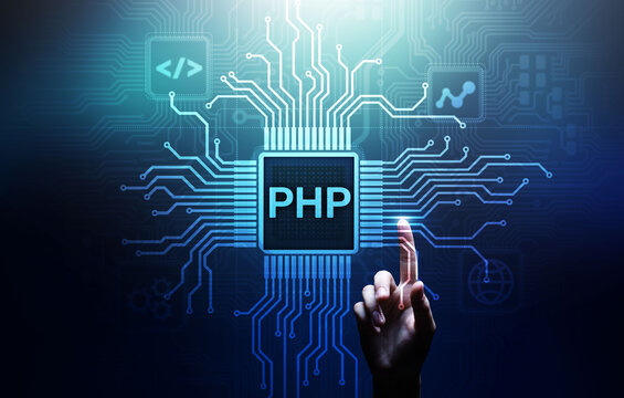 PHP Web development and coding internet and technology concept on virtual screen.