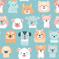 Seamless Pattern of Cute Pastel Dog.Generative AI.