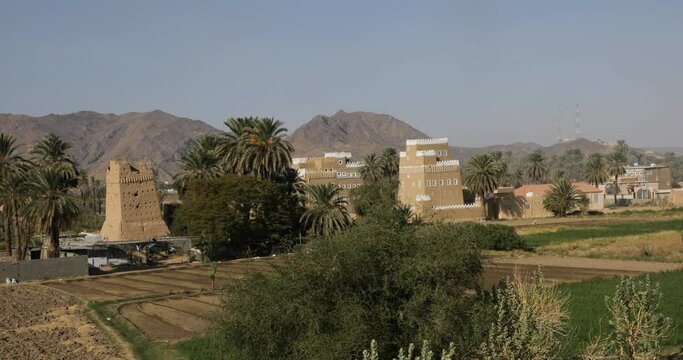 Traditional old mud house in the oasis  Najran  Saudi Arabia