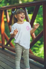 Obraz premium little child is playing in the park in varna bulgaria 