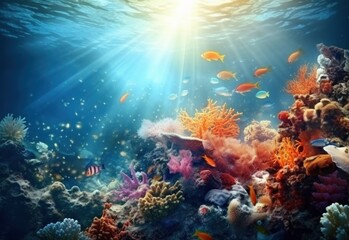 Fototapeta na wymiar Natural coral reef vivid background