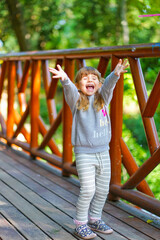 Obraz premium little child is playing in the park in varna bulgaria 