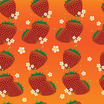 vector seamless beautiful strawberry illustration without end suitable for existing designs, backgrounds, for print, for wrapping paper and so on © B_1_3