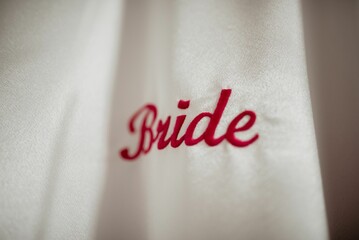 Bride embroidered onto a robe