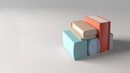 Obraz premium A lot of books with bright covers in piles isolated on a pastel background