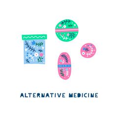 Scandinavian medical items with floral ornaments.