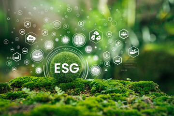ESG in Concepts, Environment, Society and Governance. Sustainable and Ethical Natural Gas Business...