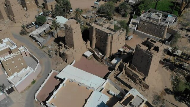 Aerial view of an old village with mud houses  Najran  Saudi Arabia