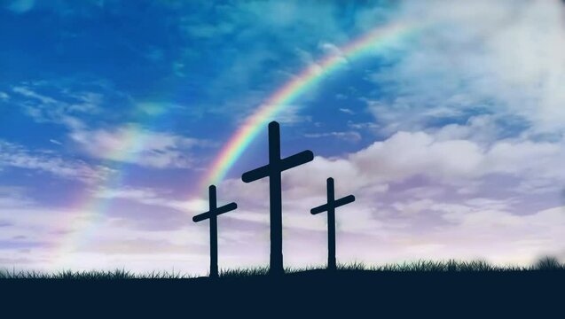 Cross Rainbow Religion Crosses Culture God Jesus Crucifix Faith Christ Light Resurrection Spiritual
