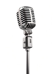 Fototapeta premium Podcast microphone on a white background.