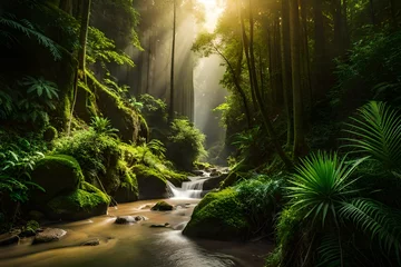 Fototapete Waldfluss waterfall in the jungle