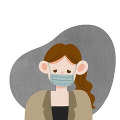 People wearing face masks tor protect smoke, pm 2.5, dust and air pollution in city, factory pipes and industrial smog 