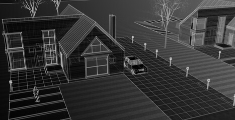 residential architecture cottage 3D illustration © Svjatoslav