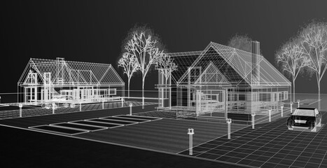 residential architecture cottage 3D illustration © Svjatoslav