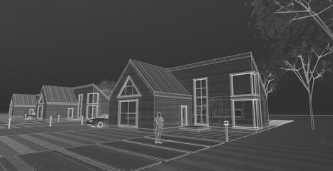 residential architecture cottage 3D illustration © Svjatoslav