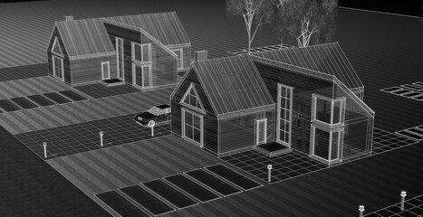 residential architecture cottage 3D illustration © Svjatoslav