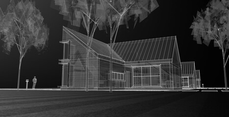 residential architecture cottage 3D illustration © Svjatoslav