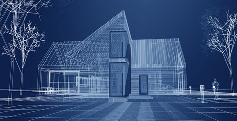 residential architecture cottage 3D illustration © Svjatoslav