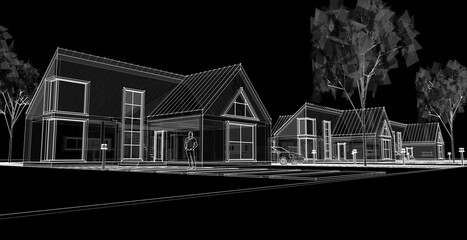 residential architecture cottage 3D illustration © Svjatoslav