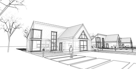 residential architecture cottage 3D illustration © Svjatoslav