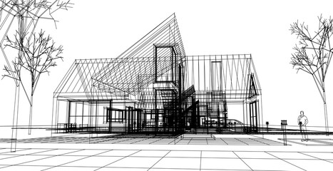 residential architecture cottage 3D illustration © Svjatoslav