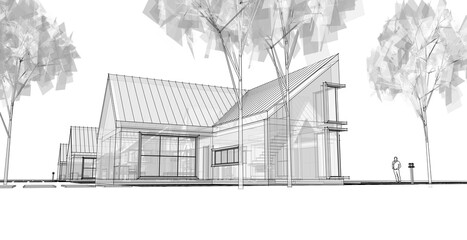 residential architecture cottage 3D illustration © Svjatoslav