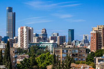 Fototapeta na wymiar The Ramat Gan City Skyline, Ramat Gan Cityscape at Day. Israel