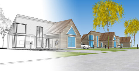 residential architecture cottage 3D illustration © Svjatoslav