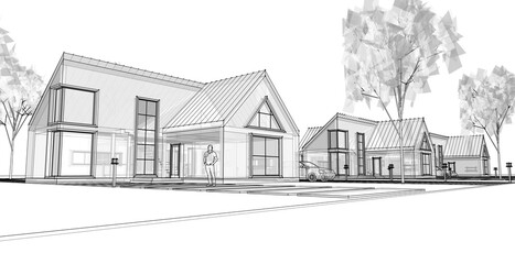 residential architecture cottage 3D illustration © Svjatoslav