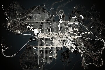Urban vector city map of St Louis, California, United States of America, top view, black and white,c