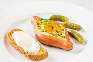 Sausage stuffed with egg