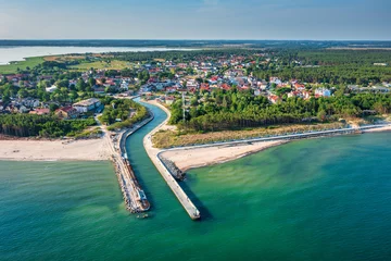 Foto auf Acrylglas Grün blau Beautiful scenery of the summer beach at Baltic Sea in Rowy, Poland.