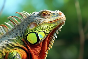 Fototapeta premium A close up of a green and orange lizard