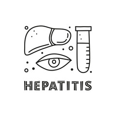 Doodle hepatitis medical icons and lettering.