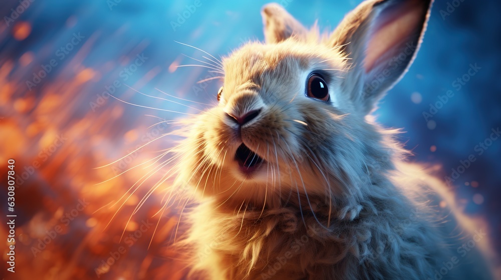 Aufkleber a close up of a rabbit with a blurry background. generative ai