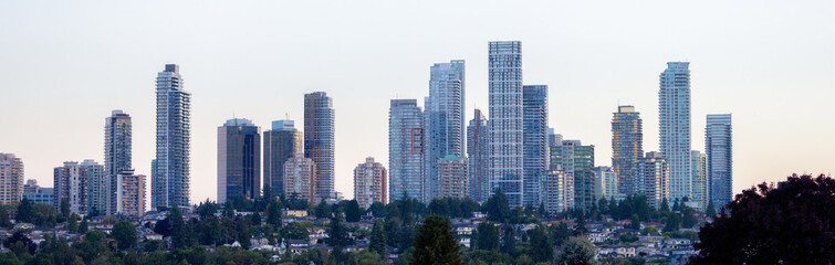 Fototapeta na wymiar Panoramic View of Residential Apartment Home Buildings in Metrotown