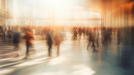 image of blurred crowd of people, Generative AI