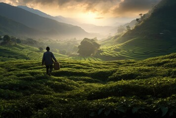 A man on a tea plantation