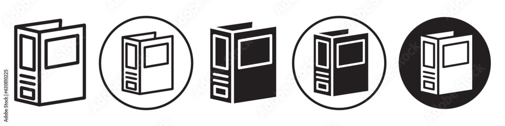 Poster Binder symbol Icon. Sign of paper document folder storage mark. Vector set collection of office study book file archive organizer. Flat outlined web app ui icon of literature page library fastener.