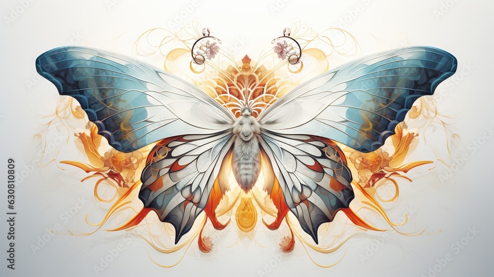Poster a colorful butterfly with intricate designs on it's wings. generative ai