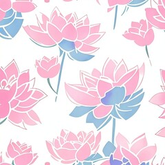 seamless pattern with pink lotus