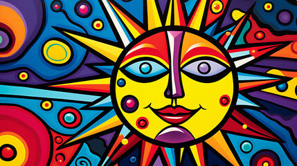 sol em arte colorida 