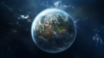 Obraz na płótnie Canvas a planet in space with a bright blue background