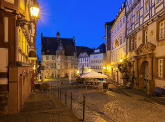 Fototapeta na wymiar Marburg. Old medieval street in the historic center in the early morning.
