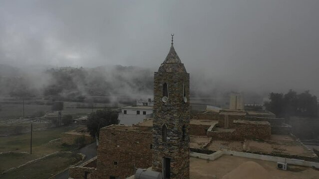 Aerial view of a mosque  Tanomah  Saudi Arabia