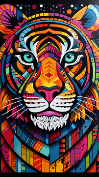 tigresa, cubismo em arte colorida 